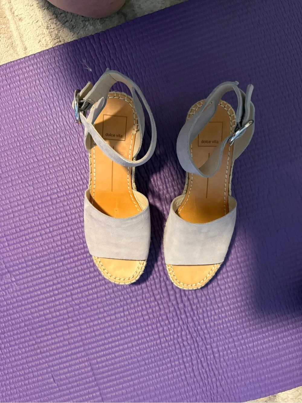 Dolce Vita Grey Suede Platform Sandals with Ankle Strap